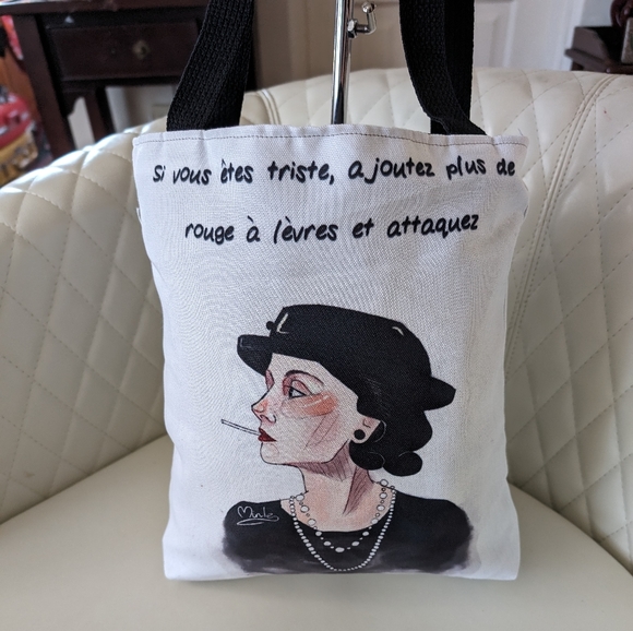 Coco quote Tote. " When you get sad, put on some red lipstick and then attack" - Picture 1 of 4